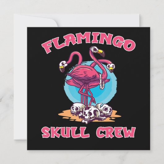 Flamingo | Flamingo Totenkopf-Crew Halloween-Kostü Einladung (Vorderseite)
