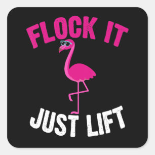 Flamingo Flamingo Weightlift Flock Quadratischer Aufkleber