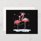 Flamingo| Flamingo Weihnachtsbaum Weihnachtsmannmü Ankündigungspostkarte (Vorne/Hinten)