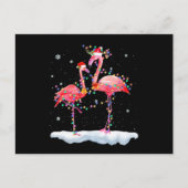 Flamingo| Flamingo Weihnachtsbaum Weihnachtsmannmü Ankündigungspostkarte (Vorderseite)