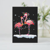Flamingo| Flamingo Weihnachtsbaum Weihnachtsmannmü Dankeskarte (Stehend Vorderseite)