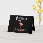 Flamingo| Flamingo Whassup Flocker Karte (Gelbe Blume)