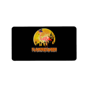 Flamingo Flamingoween   Funny Witch Halloween Adressaufkleber