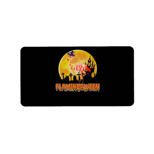 Flamingo Flamingoween | Funny Witch Halloween Adressaufkleber (Vorne)