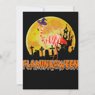 Flamingo Flamingoween Funny Witch Halloween Feiertagskarte