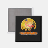 Flamingo Flamingoween | Funny Witch Halloween Magnet (Vorderseite/Rückseite)