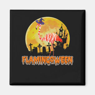 Flamingo Flamingoween Funny Witch Halloween Magnet