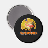 Flamingo Flamingoween | Funny Witch Halloween Magnet (Vorderseite/Rückseite)