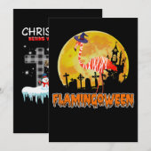 Flamingo Flamingoween | Funny Witch Halloween Save The Date (Vorne/Hinten)