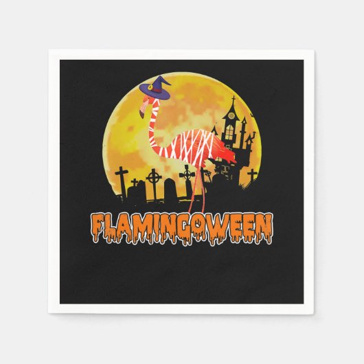 Flamingo Flamingoween | Funny Witch Halloween Serviette (Vorderseite)