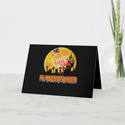 Flamingo| Flamingoween Wittling Halloween Karte (Vorderseite)