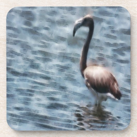 Flamingo Fledgling Watercolor Getränkeuntersetzer (Vorderseite)