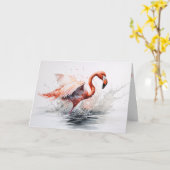 Flamingo fliegt aus dem Wasser Karte (Gelbe Blume)