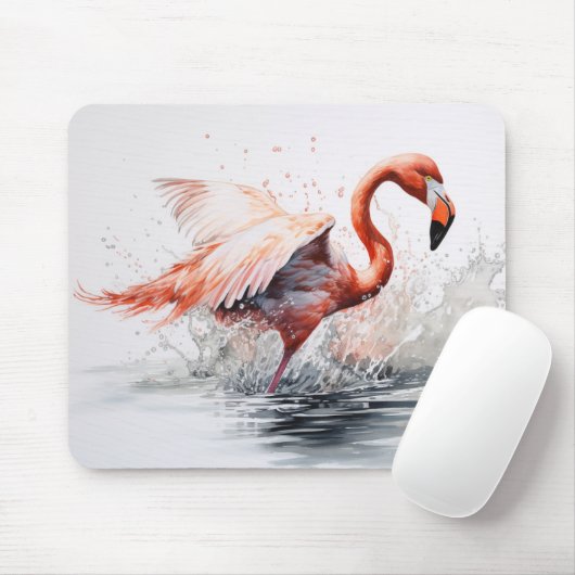 Flamingo fliegt aus dem Wasser Mousepad (Mit Mouse)