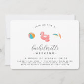 Flamingo Float Pool Party Bachelorette Wochenende Einladung (Vorderseite)