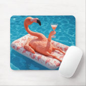 Flamingo Floating With a Cocktail In a Pool Mousepad (Mit Mouse)