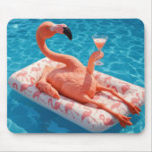 Flamingo Floating With a Cocktail In a Pool Mousepad (Vorne)