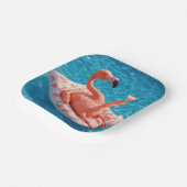 Flamingo Floating With a Cocktail In a Pool Pappteller (Gewinkelt)