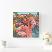 FLAMINGO FLOCK INSELN QUADRATISCHE WANDUHR (Zuhause)