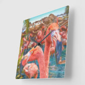 FLAMINGO FLOCK INSELN QUADRATISCHE WANDUHR (Winkel)