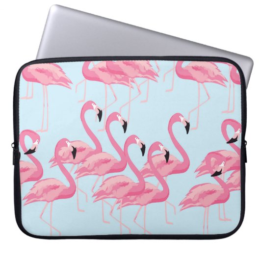 Flamingo Flock: Tropische Vintage Printwerbung Laptopschutzhülle (Vorderseite)