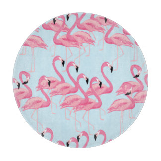 Flamingo Flock: Tropische Vintage Printwerbung Schneidebrett