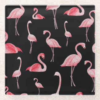 Flamingo Flock: Vintages Nahtloses Design Glasuntersetzer