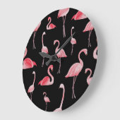 Flamingo Flock: Vintages Nahtloses Design Große Wanduhr (Winkel)