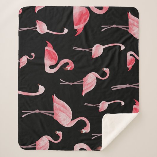 Flamingo Flock: Vintages Nahtloses Design Sherpadecke (Vorderseite)