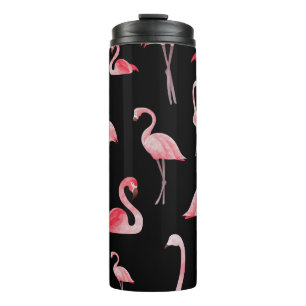 Flamingo Flock: Vintages Nahtloses Design Thermosbecher