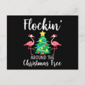Flamingo | Flockin rund um den Weihnachtsbaum Flam Einladungspostkarte (Vorderseite)