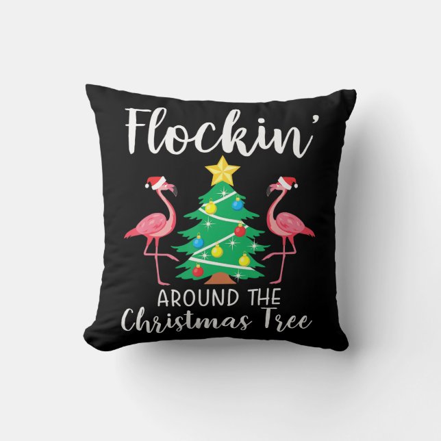 Flamingo | Flockin rund um den Weihnachtsbaum Flam Kissen (Vorderseite)