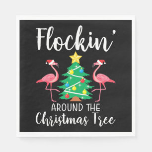 Flamingo Flockin rund um den Weihnachtsbaum Flam Serviette