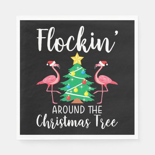 Flamingo | Flockin rund um den Weihnachtsbaum Flam Serviette (Vorderseite)