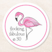 Flamingo Flocking Fabulous am 30-Grenze-Party Runder Pappuntersetzer (Vorderseite)