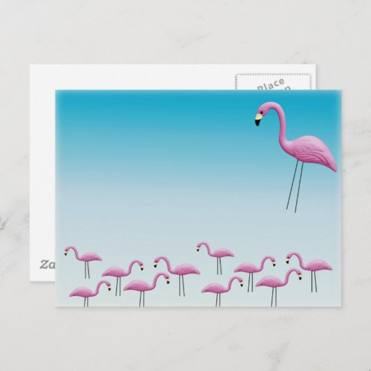 Flamingo Flocking Postkarte (Vorne/Hinten)