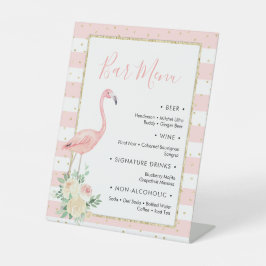 Flamingo Floral Bar Menu Pedestal Zeichen Sockelschild