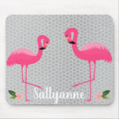 FLAMINGO FLORAL KUSTOMIZABLE SILVER GRAY LEOPARD MOUSEPAD (Vorne)