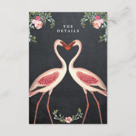 flamingo florale Hochzeit Details Karte