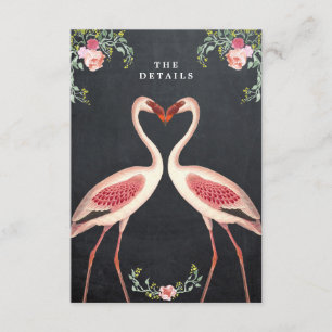 flamingo florale Hochzeit Details Karte