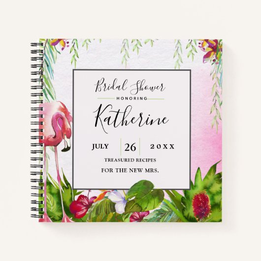 Flamingo Florida Tropical Floral Notizblock (Vorderseite)