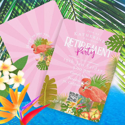 Flamingo Florida Tropical Pink Retirement Einladung