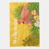 Flamingo Florida Welcome Yellow Orange Geschirrtuch (Vertikal)
