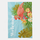 Flamingo Florida Willkommen Blau Geschirrtuch (Vertikal)