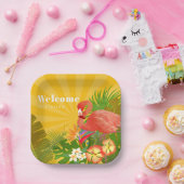 Flamingo Florida Willkommen Gelb Orange Pappteller (Party)
