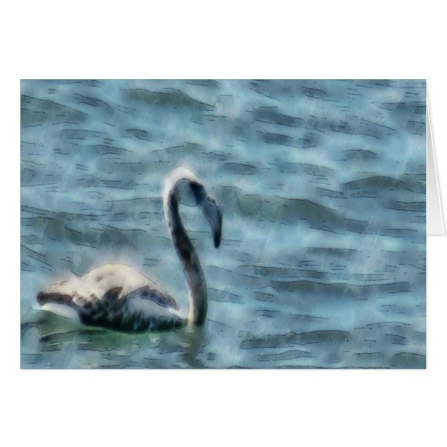 Flamingo-Flöte am Meer Wasserfarbe (Vorderseite (Horizontal))