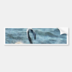 Flamingo-Flöte am Meer Wasserfarbe Autoaufkleber