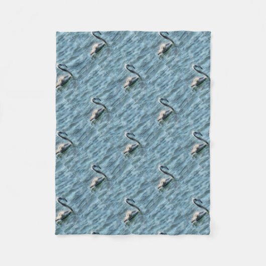 Flamingo-Flöte am Meer Wasserfarbe Fleecedecke (Vorderseite)