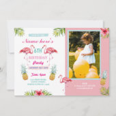 Flamingo-Foto-Ananas-tropischer Aloha Geburtstag Einladung (Vorderseite)