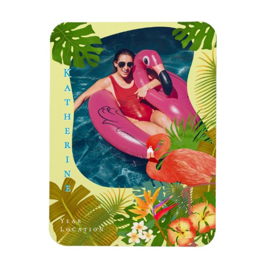 Flamingo-Foto tropisch gelb Magnet (Vertikal)